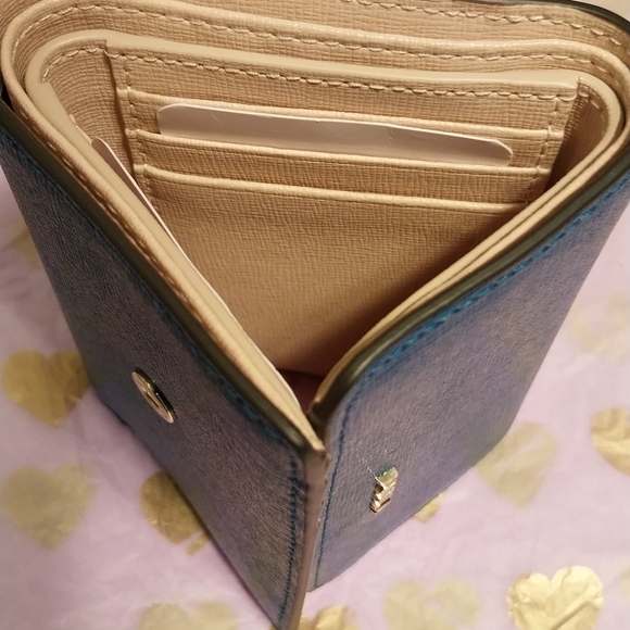 Furla Trifold Blue & Beige Saffiano Wallet (Nwot) - Picture 9 of 16